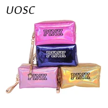 UOSC moda impermeable láser bolsas de cosméticos mujeres Neceser maquillaje bolsa de PVC bolsa de lavado de artículos de tocador bolsas de viaje organizador caso