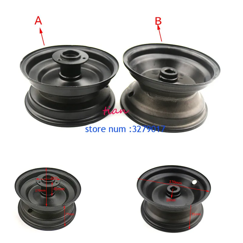 

6 inch rims front and rear wheel hub accessories use 145/70-6 tyres tires for 50cc 110cc ATV Go Kart Buggy Razor Scooter