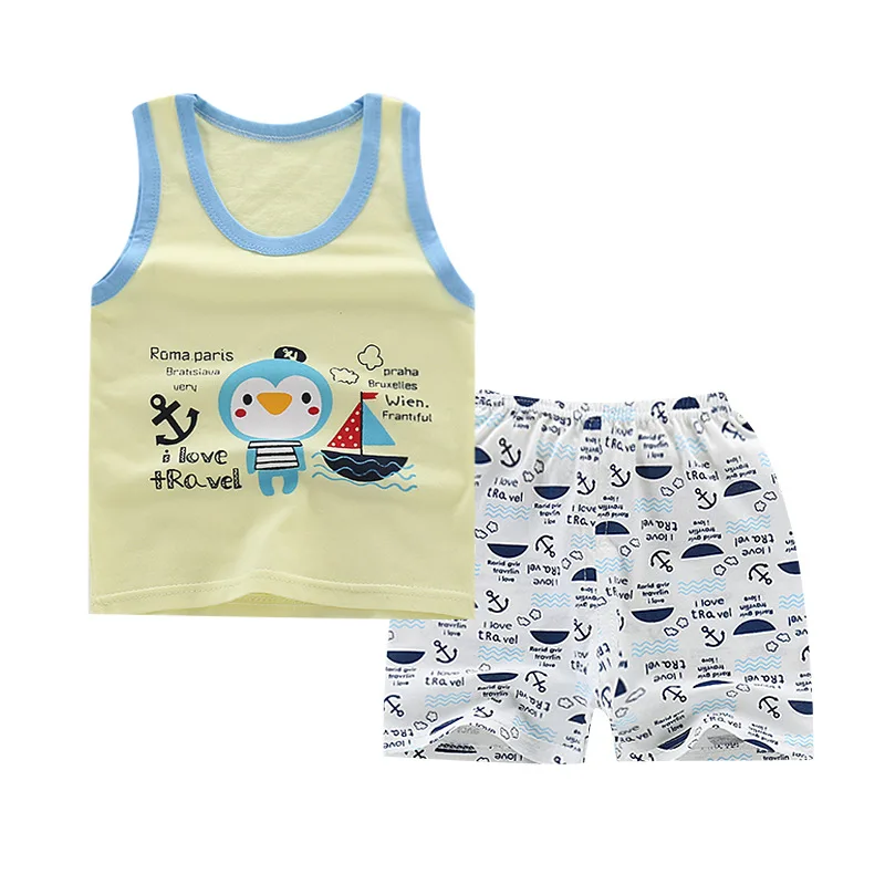 Baby Boy Set Toddler Kid Baby Boys Sleeveless Tops T shirt Stripe Short