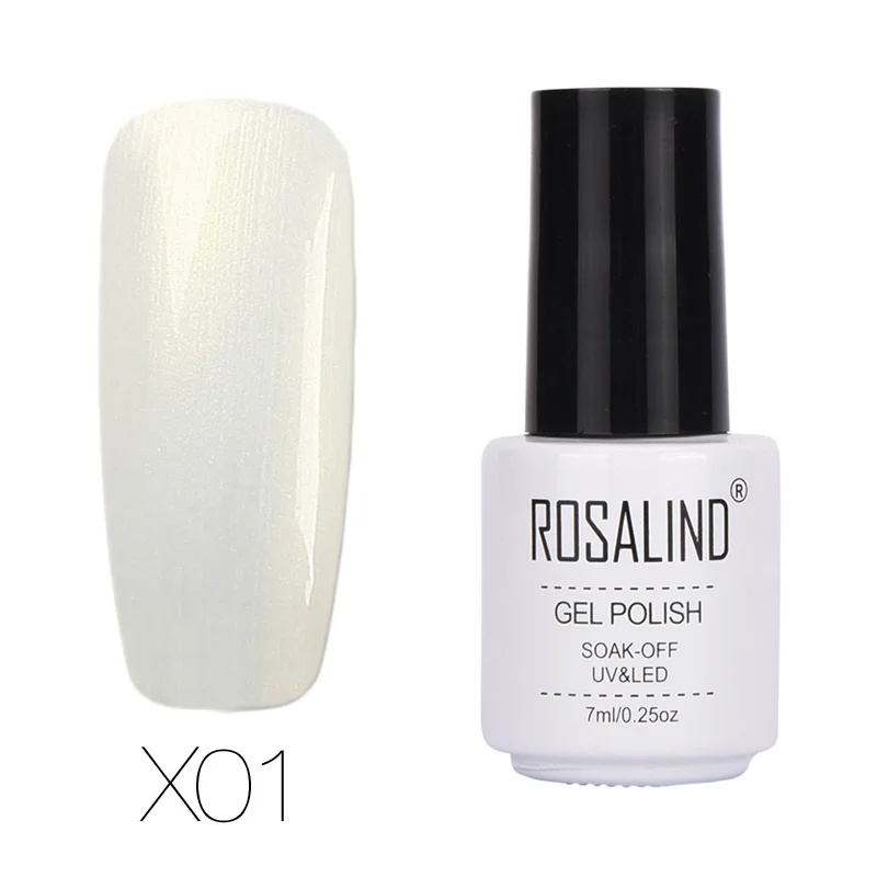 ROSALIND гель 1S белая бутылка X01-X12 7 мл перламутровый полуперманентный гель лак 12 цветов UV-LED стойкий гель лак для ногтей - Цвет: RCX01