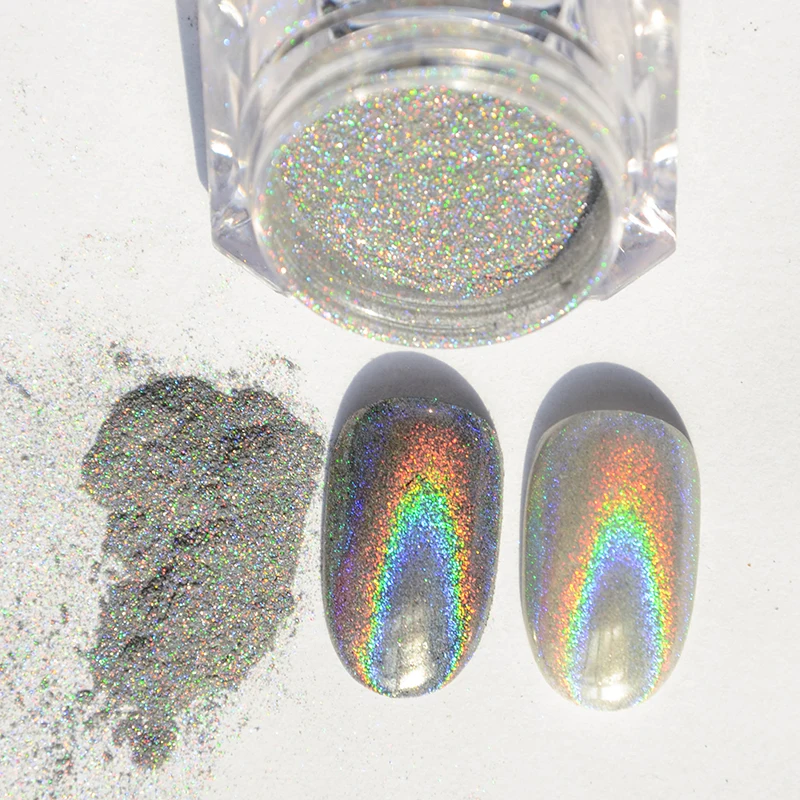 1g/Box Shiny Laser Nail Powder Holographic Nail Glitter Dust Rainbow Chrome Pigment Manicure Pigments Nail Art Decorations