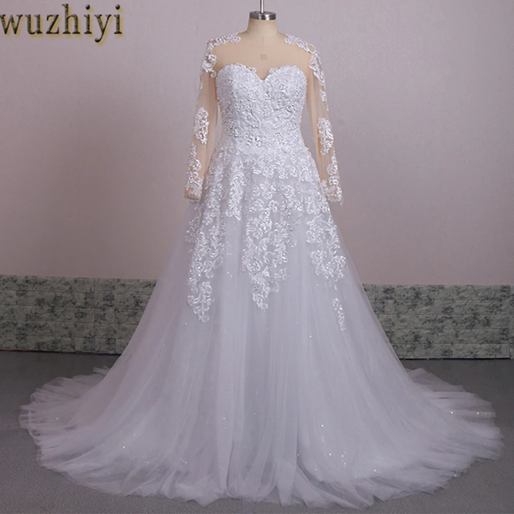 Wuzhiyi Vestido de Noiva Casamento ТРАПЕЦИЕВИДНОЕ свадебное платье высокого качества trouwjurk Бисероплетение Китай Свадебные платья Matrimonio свадьба