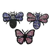 Цвет на заказ 6 шт./компл. фуксия Буле серебристо-черные клейкие Стразы Bling Bumble пчела бабочка нашивка инспекции нашивки пчела DIY