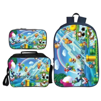 

New Arrivals 3Pcs/Set Printing 3D Super Mario Kids Shoulder Backpacks Cartoon Children School Bags for Boys Schoolbag Girls Bag