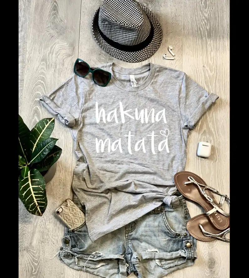 

Hakuna Matata Women 100% Cotton Clothes 2019 New Harajuku Fashion Printed Tshirt Graphic T-Shirts Femme Drop shipping