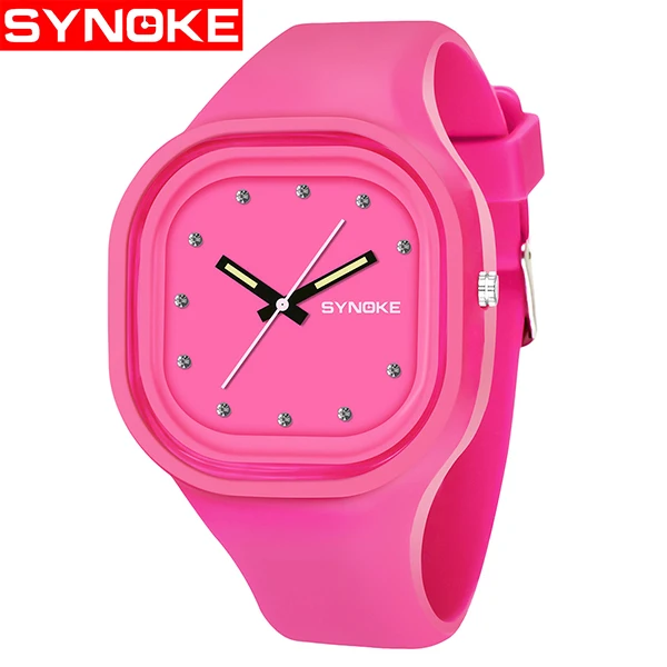 SYNOKE, студенческие красочные Водонепроницаемый спортивные часы Для мужчин брендовая Для женщин уникальный силиконовый светодиодный цифровой Дата наручные часы - Цвет: Pink