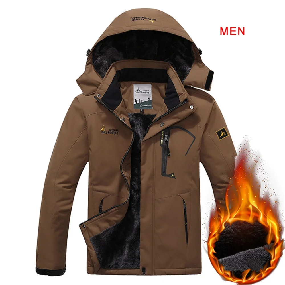 SPORTSHUB, Мужская зимняя флисовая водонепроницаемая куртка, уличная теплая куртка, для походов, кемпинга, походов, лыжного спорта, мужские куртки, SAA0082 - Цвет: Коричневый