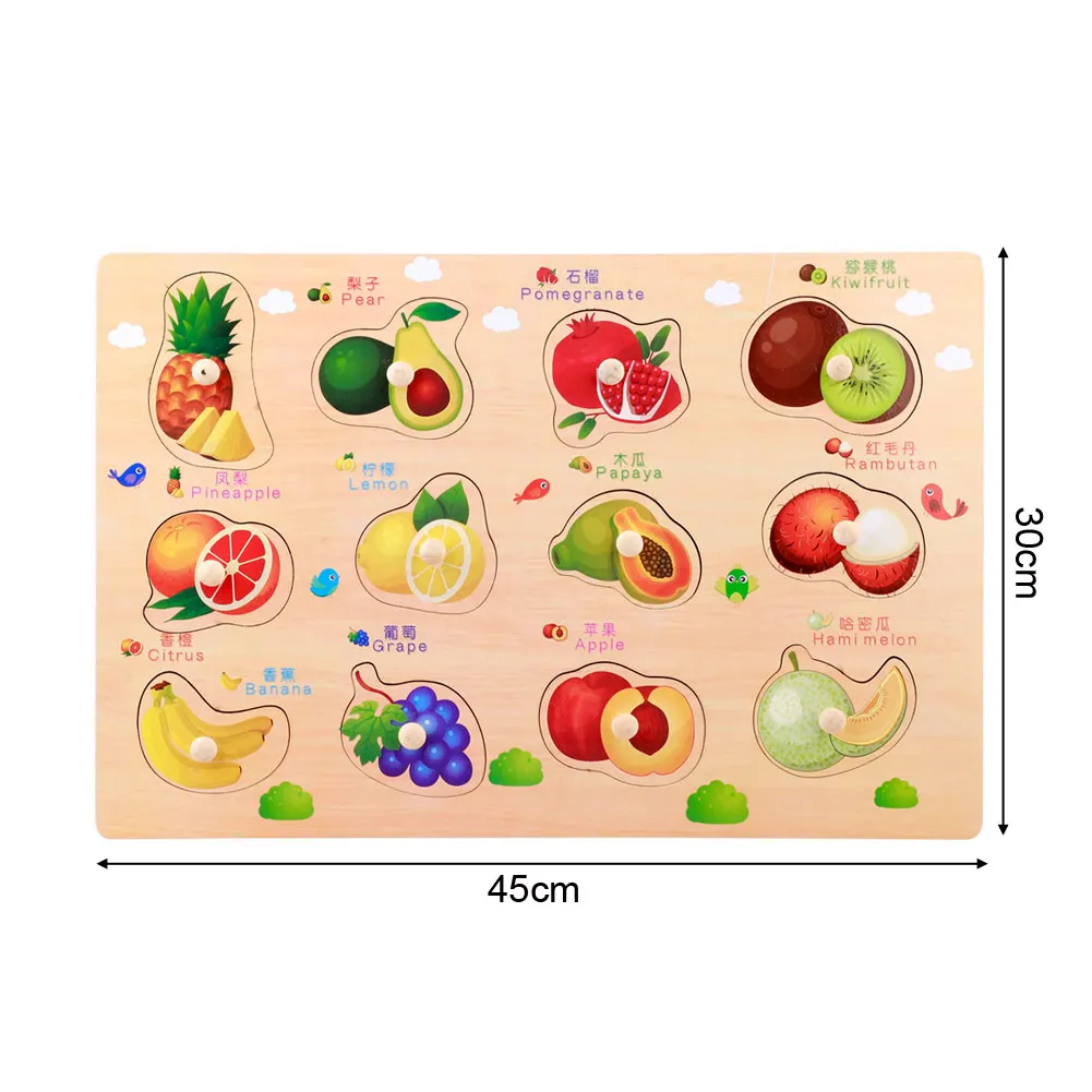 

MrY Education Learning Puzzle Board Toys Hand Grab Cognitive Plank Children Animal Wood Toys Grasping Board Puzzle New