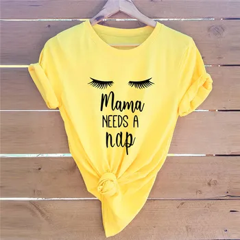 

Plus Size S-5XL New Mama Needs A Nap Print T Shirt Women Shirts 100%Cotton O Neck Short Sleeve Summer T-Shirt Tops Casual TShirt