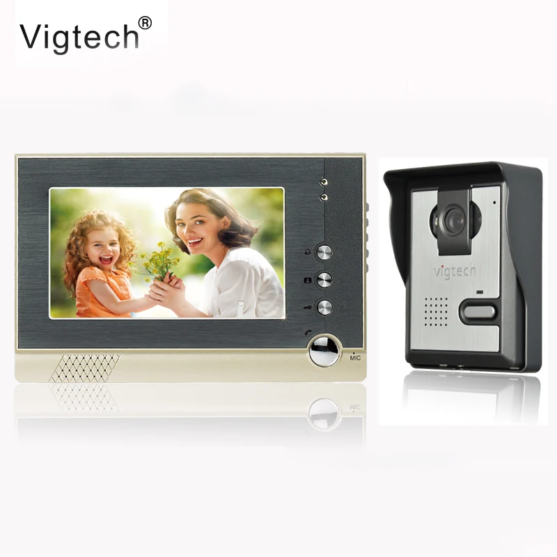 Vigtech 7 дюймов LCD цветной видео домофон система Всепогодная камера ночного видения