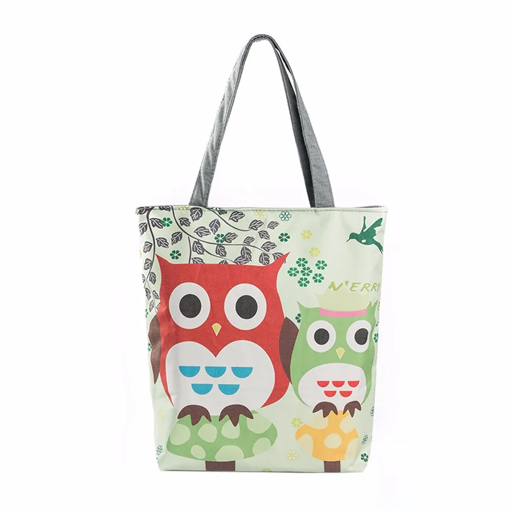 

xiniu Owl Printed Canvas Tote Casual Beach Bags Women Shopping Bag purses and handbags bolsa feminina