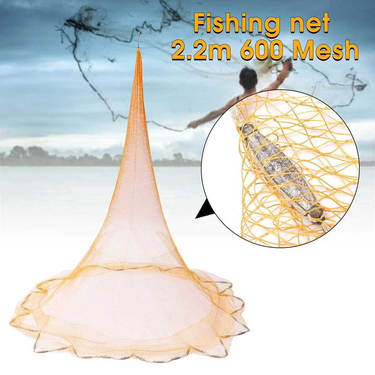 

ZANLURE 3.2 x 2m Nylon Monofilament Fishing Gill Net for Hand Casting Fishing Tackle Mesh