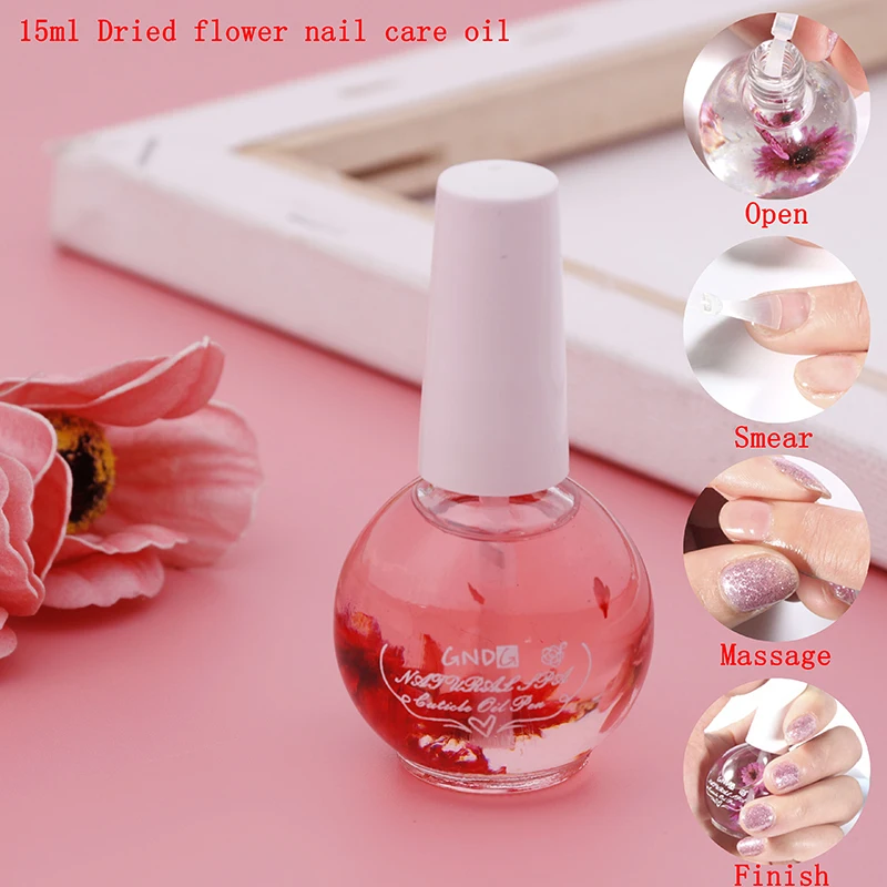 1Pcs 15Ml Dry Flowers Nutritious Oil Cuticle Treatment Cuticle Revitalizer Nail Oil New