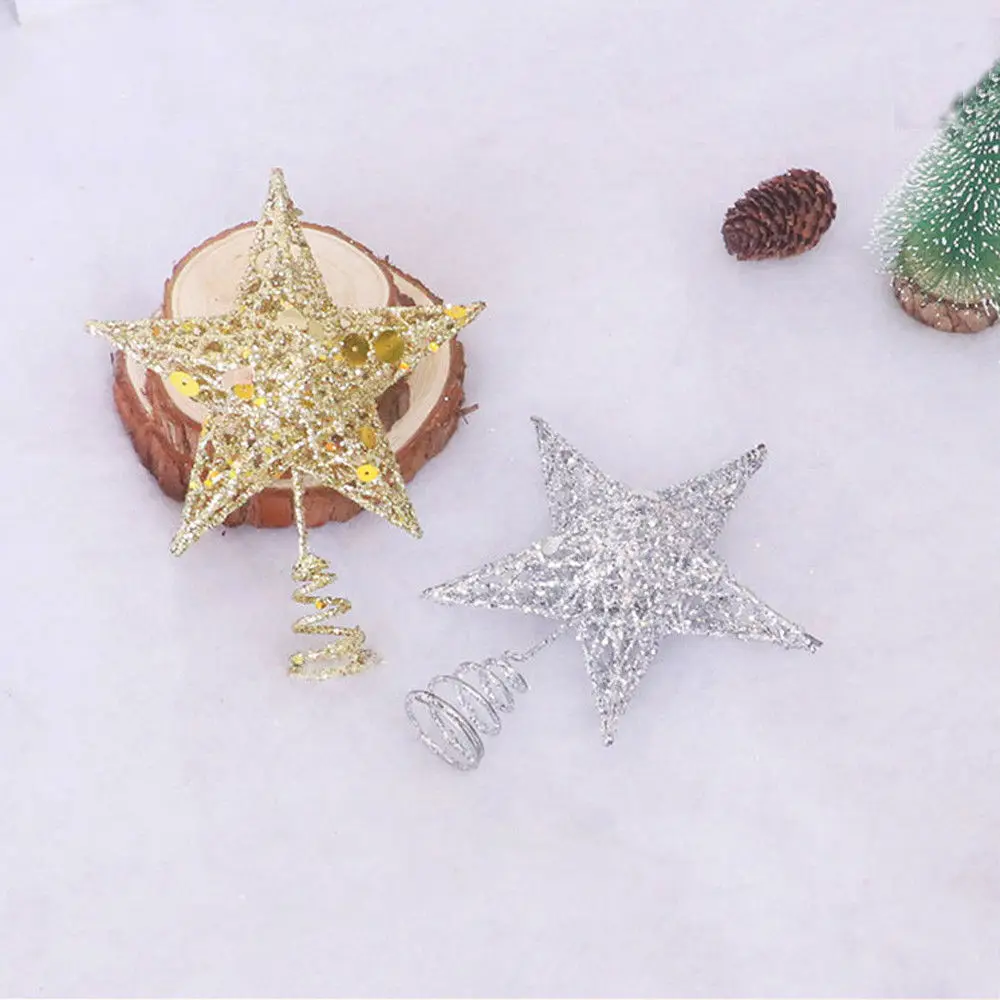 Christmas Tree Topper Glitter Star Home Decor Merry Christmas Sequin Ornaments Tree Topper Colorful Craft Xmas DIY Accessories