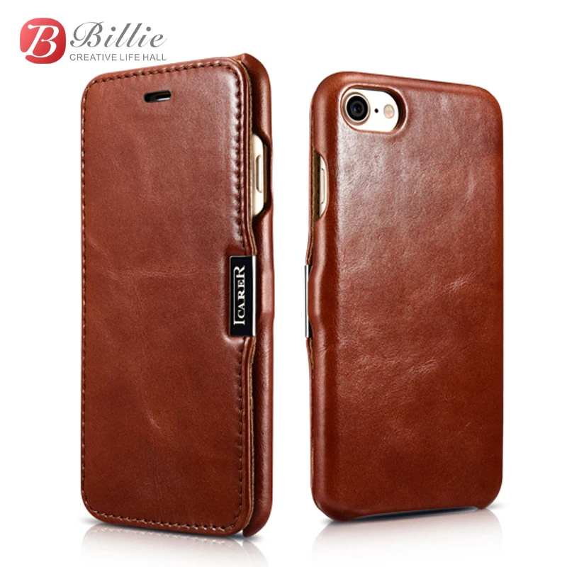 

Retro Luxury Genuine Leather Series Side-open Genuine Leather Flip Case For IPhone 7 Metal Magnet Buckle Retro Leather Cover