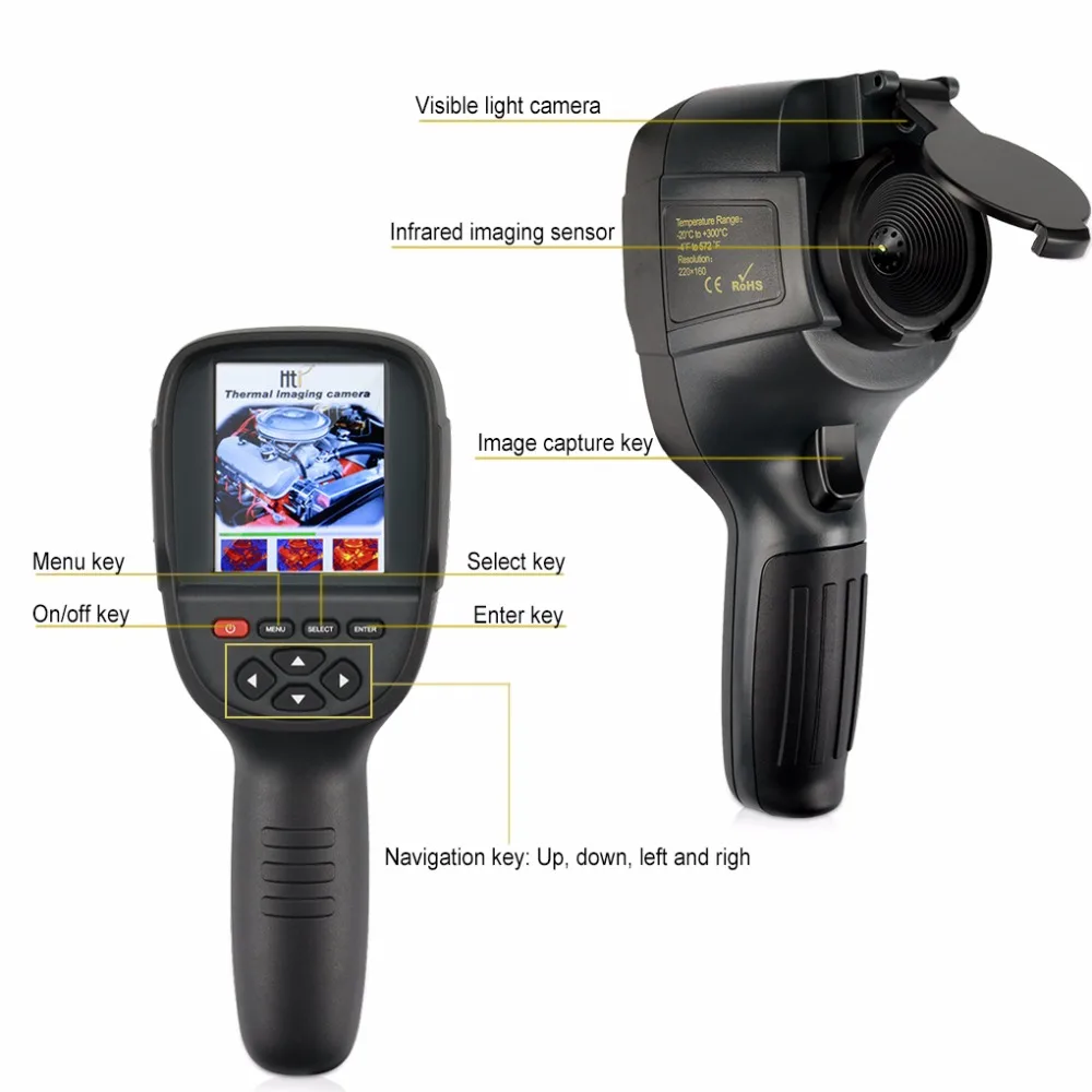 2019 New Realeased Infrared Thermometer Handheld Thermal Imaging Camera HT-18 Portable IR Thermal Imager Camera HT18 220160 (2)