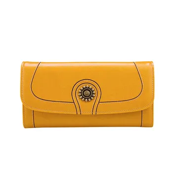 

Classic Solid Long leather wallet high-capacity multi-function wallet mobile phone bag lady retro wallet para muje Dropship Y425