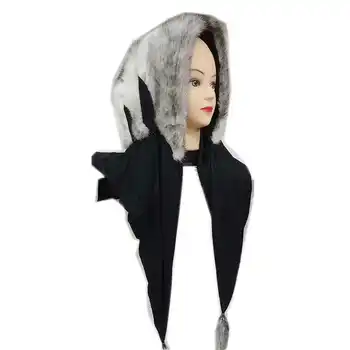 

100% real mink fur hijab muslim islamic scarf women winter print tassels genuine fur headscarf hijab caps jersey bonnet musulman