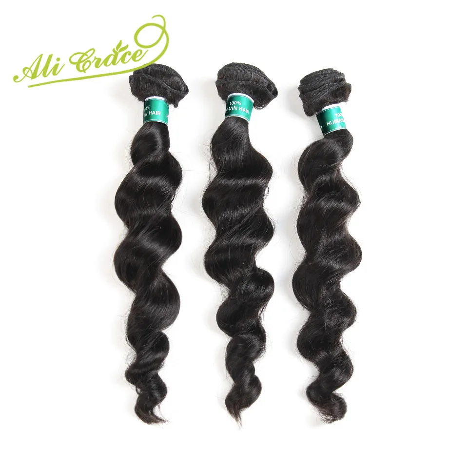 

Ali Grace Hair 3 Bundles Malaysian Loose Wave Hair 10-28inch Natural Color 100% Remy Human Hair Weave Bundles