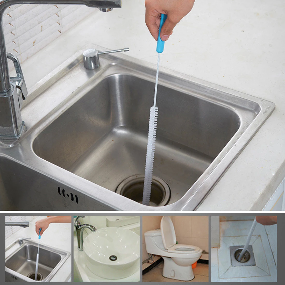 Us 1 94 21 Off Home Bendable Sink Tub Toilet Dredge Pipe Snake Brush Tools Sewer Cleaning Brush Creative Bathroom Kitchen Accessories In Drain