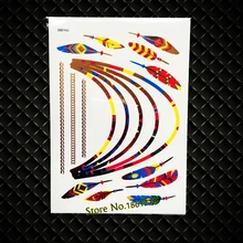 New Beauty Flash Metallic Temporary Disposable Tattoo Makeup Health Indian Tattoo Choker Feather Designs GYH085 Fake