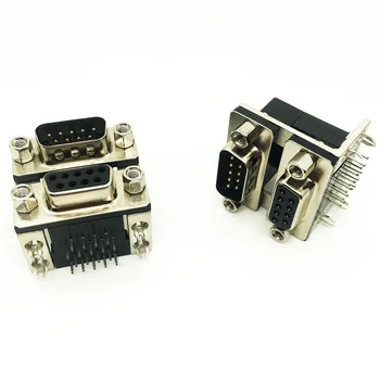 

10pcs DB9 Female Male PCB Mount D-Sub DR9pin Connector RS232 Male to female Gap 15.88mm 90 Degree Right Angle Adapter Connector