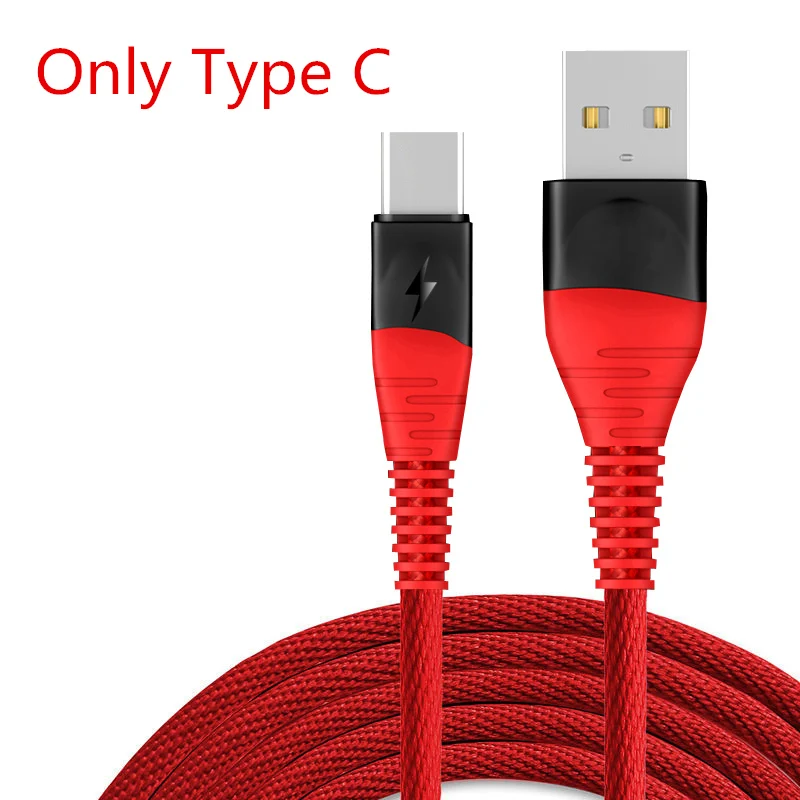 AIFFECT type C кабель USB C кабель для мобильного телефона провод для быстрой зарядки для samsung S9 Mi 9 кабель для передачи данных сильный провод - Цвет: Red for Type C Only