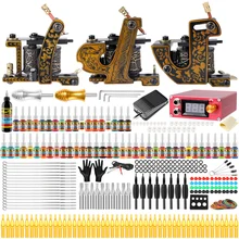 Solong Tattoo полный Профессиональный 3 татуировки машины пистолеты комплект татуировки 54 Чернила Электропитание игла ручки Электропитание TKC03