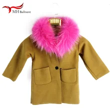 Зимний детский шарф, воротник из натурального меха енота, стоячий воротник, куртки с воротником для мальчиков и девочек, большой меховой шарф T1