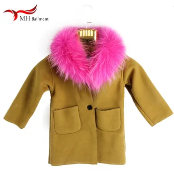 

Winter new children's scarf 100% real raccoon fur collar stand collar jackets collar boy girl big fur Scarf T1
