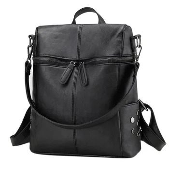 

BEAU-Simple Style Backpack Lady Backpack Teenage Girl Bag Fashion Retro Solid Color Single Shoulder Bag