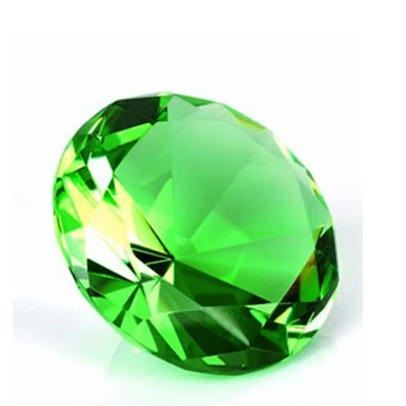 1 шт. 8 см разноцветный кристалл Диамант пресс-папье из стекла рукодельный феншуй украшения для дома подарок на свадьбу праздничный сувенир - Цвет: Зеленый