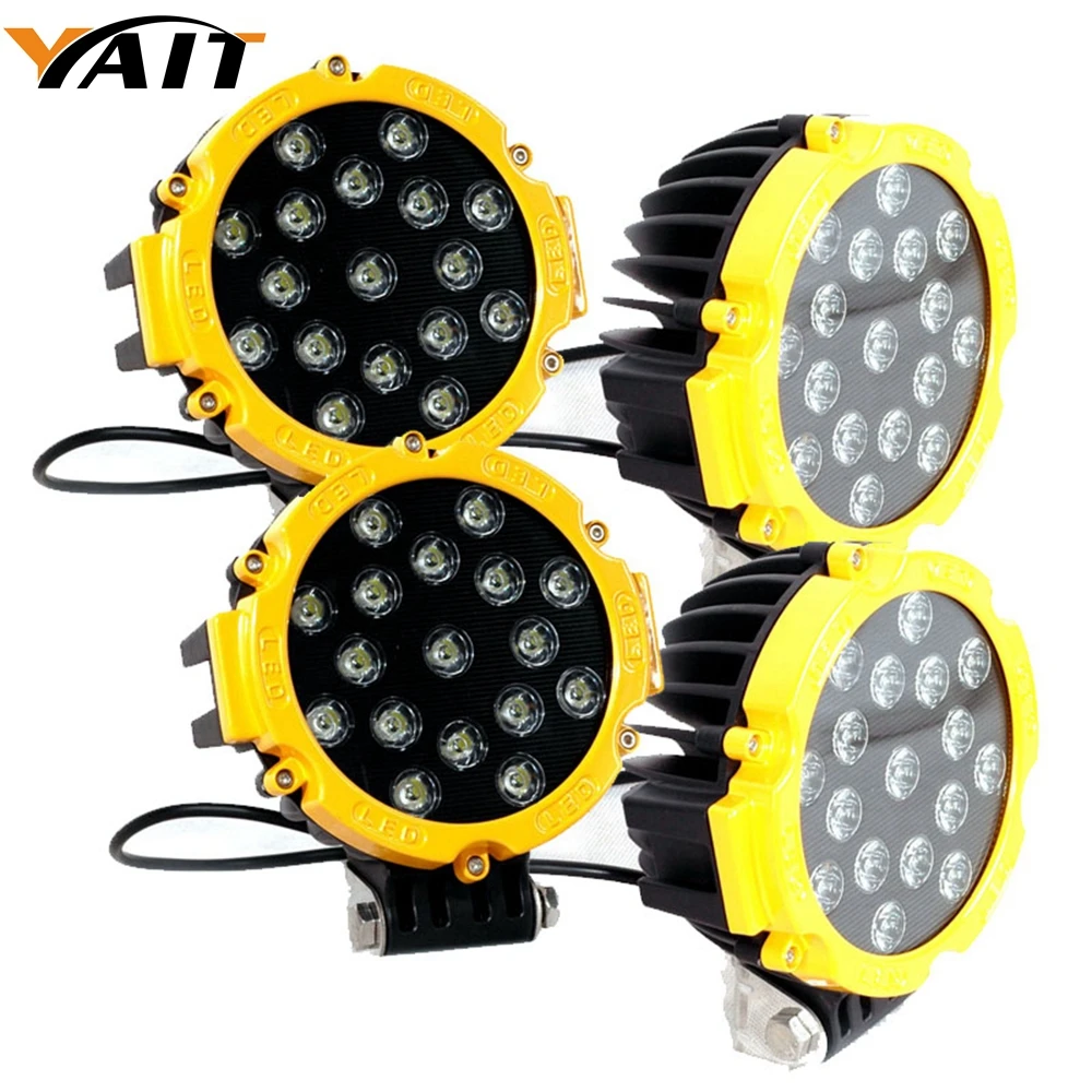 

Yait Red 4PCS LED Work Light 51W Round Offroad Led 12/24V Extra Light Spot Light 7inch for SUV ATV UTV 4X4 4wd Lada