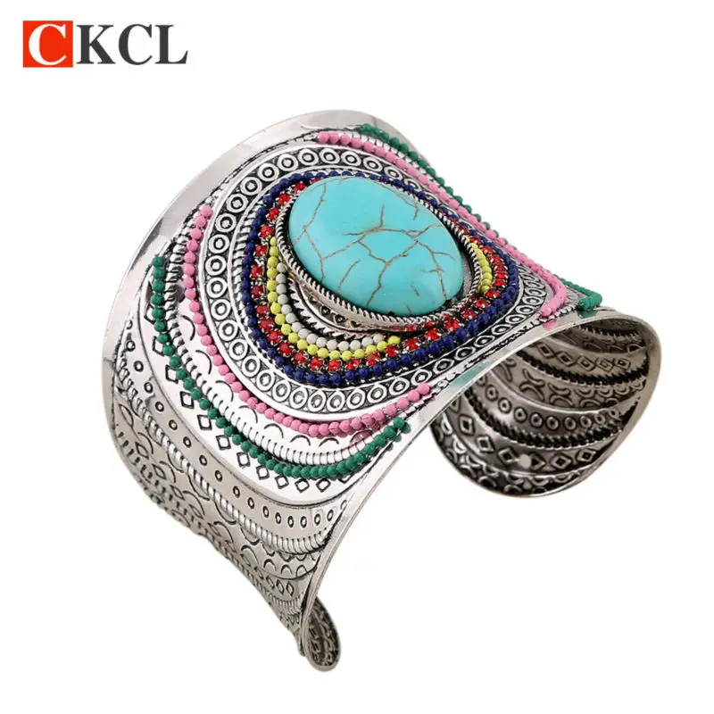 

Ethnic Jewelry Big Open Arm Cuff Wide Bangle Bracelets For Women Vintage Boho Bohemia Statement Bangles