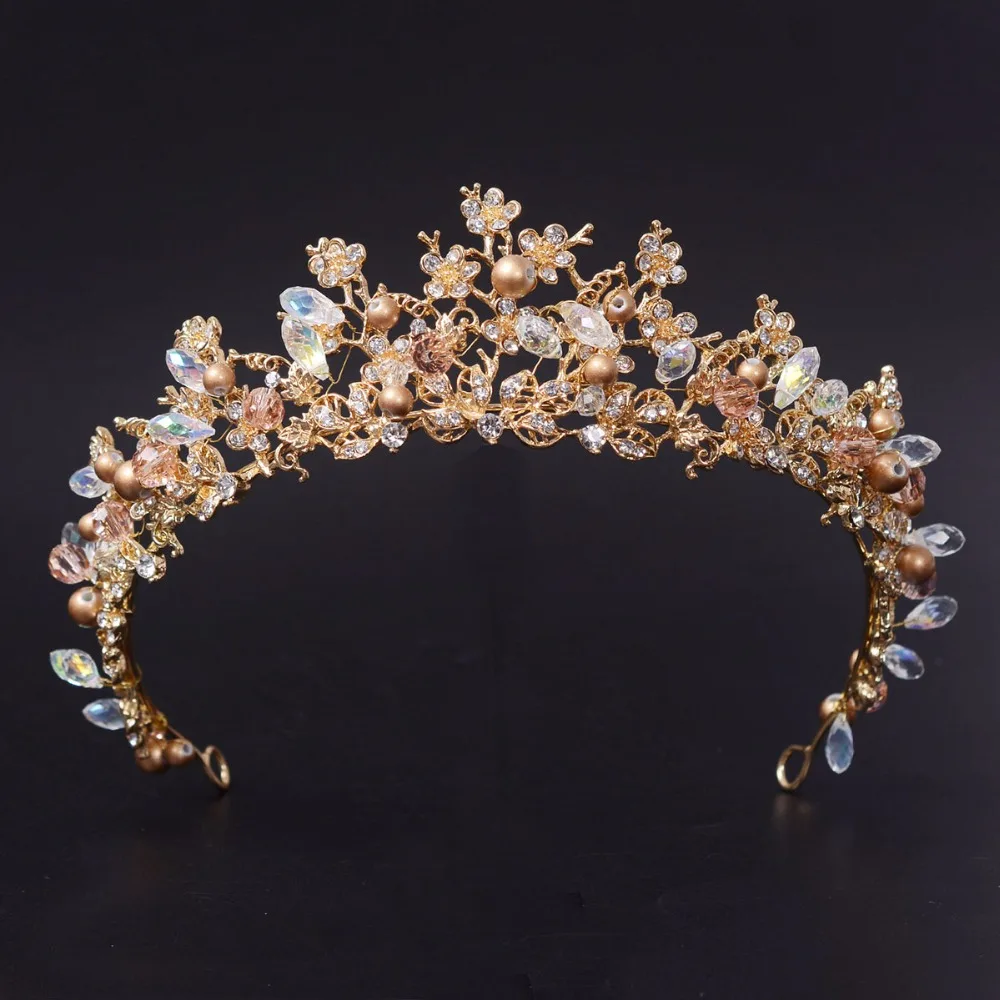 

2017 Fashion Magnificent Diadem Clear Crystal Bridal Tiaras Flower Wedding Crown for Bride Wedding Pageant Hair AccessoriesT-078