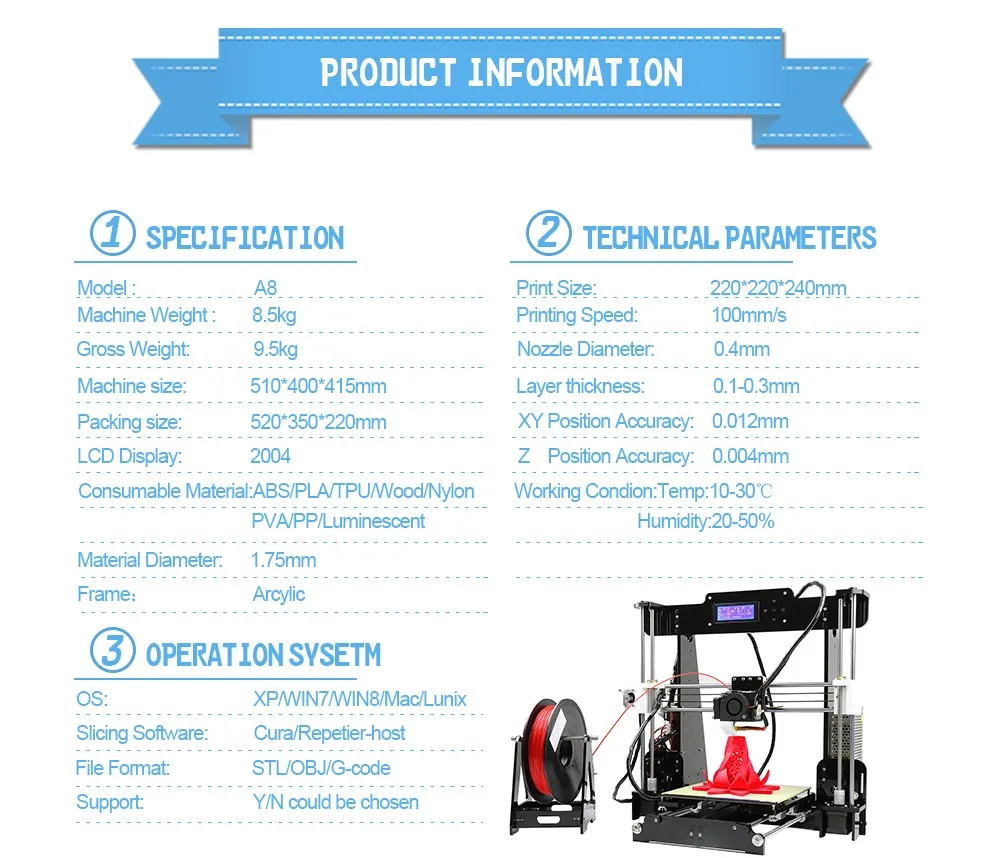 Anet A8 Impresora автоматическое выравнивание/нормальный I3 Imprimante 3D DIY комплект алюминиевый горячий подарок 8 г SD карта 10 м PLA нити 3d принтер