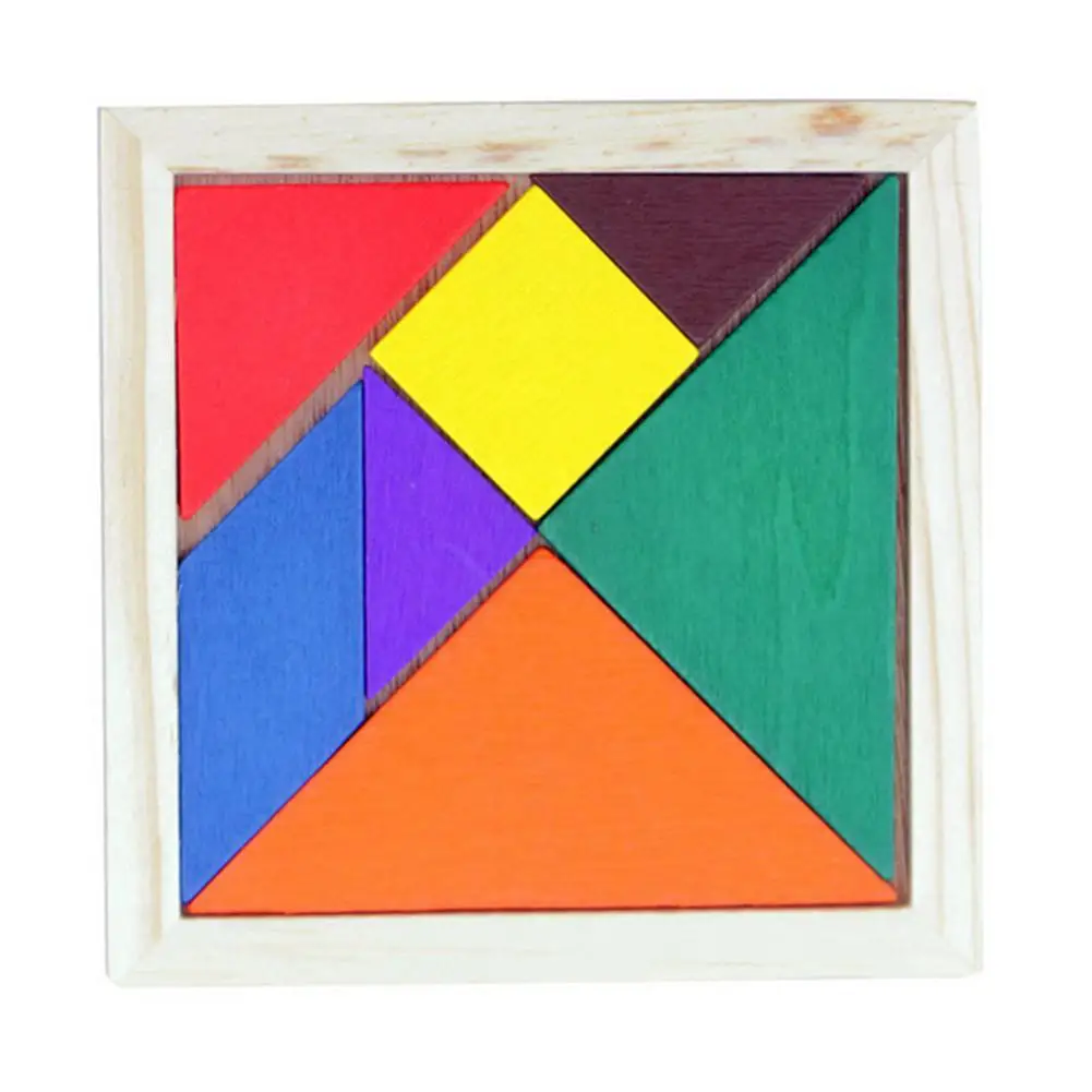 Vitoki Деревянный Tangram 7 шт пазл красочный квадрат IQ игра головоломка умная забавная