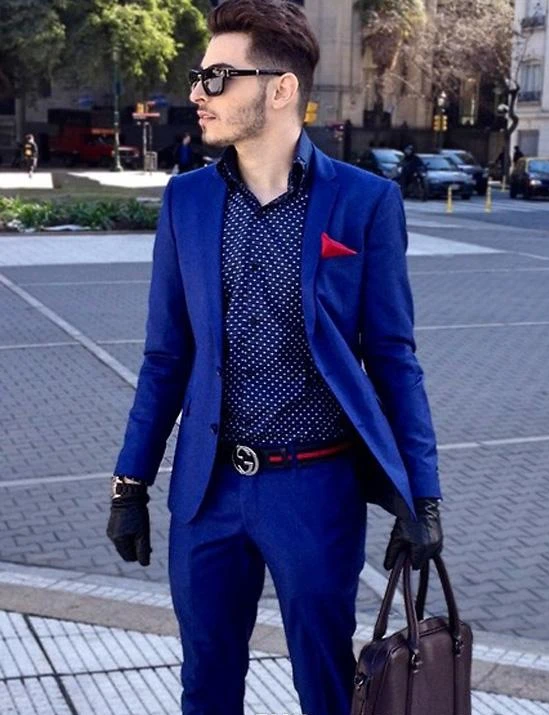 Королевский синий блейзер мужские костюмы Slim Fit бизнес английские костюмы смокинг Свадебные костюмы для шафера 2 шт.(куртка+ брюки
