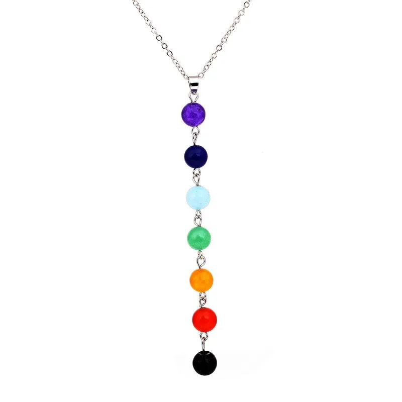 Натуральный Камень Чакра Кулон Цепочки и ожерелья Шарм Collier Femme Kolye заявление