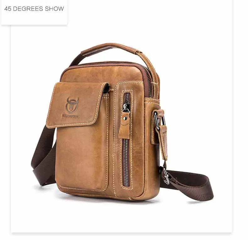 Genuine Leather men's Crossbody bag Vintage cow leather man Messenger Bags Small Shoulder bag for male Casual handbag