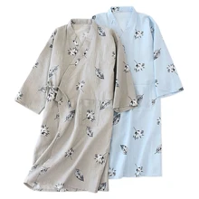 Новые летние простые кимоно халаты мужские газовые хлопчатобумажные купальные халаты халат для мужчин с длинным рукавом спа Повседневная японская одежда мужчины