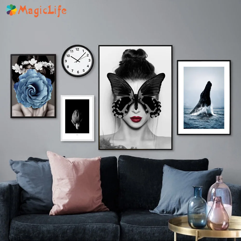 

Flowering Women Decor Wall Art Canvas Painting Nordic Poster Wall Pictures For Living Room Art Prints Unframed