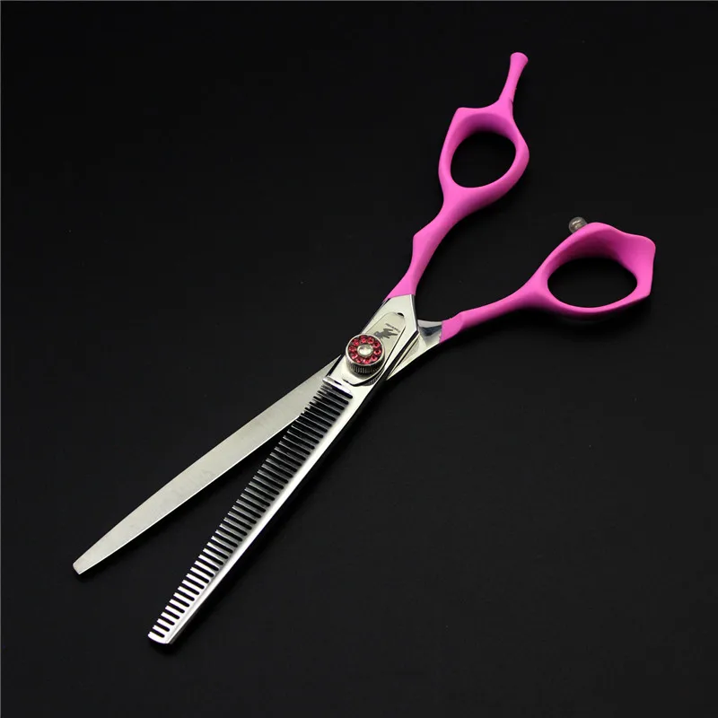 Freelander Japan 440C 7,0 дюйма Розовые ножницы с ручкой для ухода за домашними животными набор из 4 предметов инструменты для ухода за волосами - Цвет: thinning scissors
