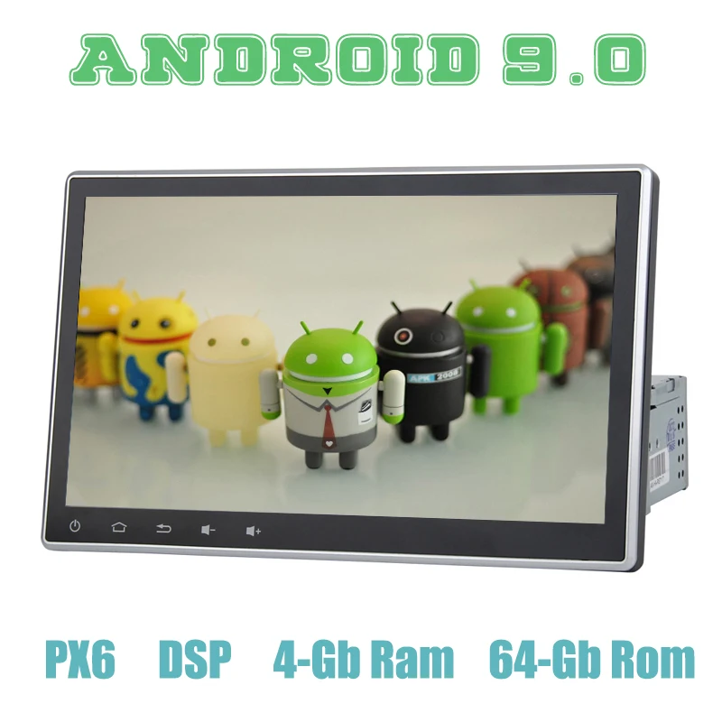 Автомобильный GPS радиоприемник PX6 10 2 &quot Android 9 0 универсальный 1 din с DSP Wi Fi usb 4 + 64 ГБ