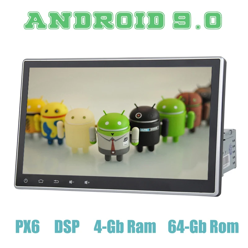 GPS 1 DIN JOYX PX6 Android 10 Autoradio DSP Incorporado- 4G-RAM 64G-ROM 9 Pulgada Soporte Dab HDMI 4K-Video AHD-Cámara Volante 4G WiFi Bluetooth5.0 Carplay Android Auto Cámara Trasera Gratis 