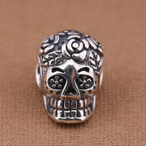 

pure guarantee 925 sterling silver oxidized style big hole original silver skull Beads Fit Pandora European Charm Bracelet