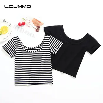 

LCJMMO Fashion Backless Girls T-Shirts Summer Striped Short Sleeve Toddler Kids T-Shirts Cotton Baby Girl Tshirt Tees Tops 1-5Y