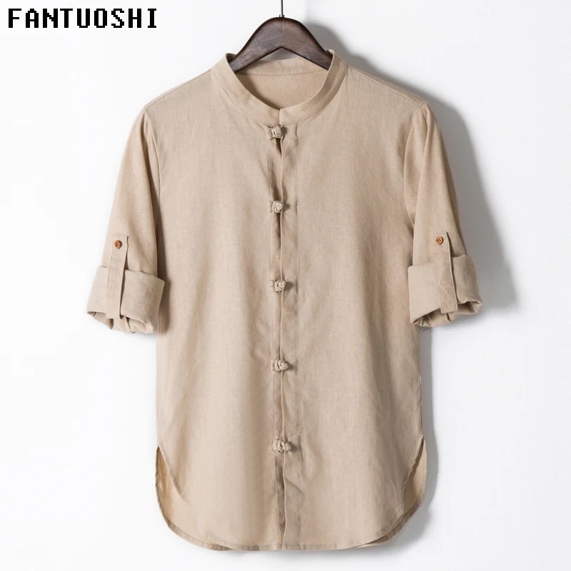 

Fashion Casual Chinese style Men's shirts Long-sleeved Cotton linen retro male shirt High quality breathable Men clothes 2018