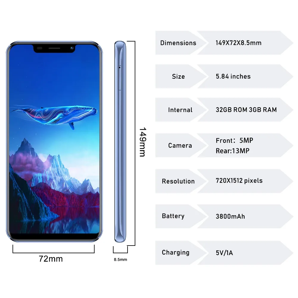 TEENO Vmobile Note 9 Mobile Phone Android 7.0 5.84