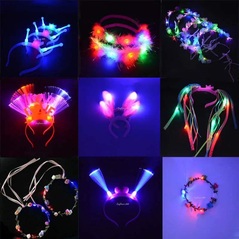 Adult Kids Light Up Blinking LED Headband Women Flash Glow Head Wear